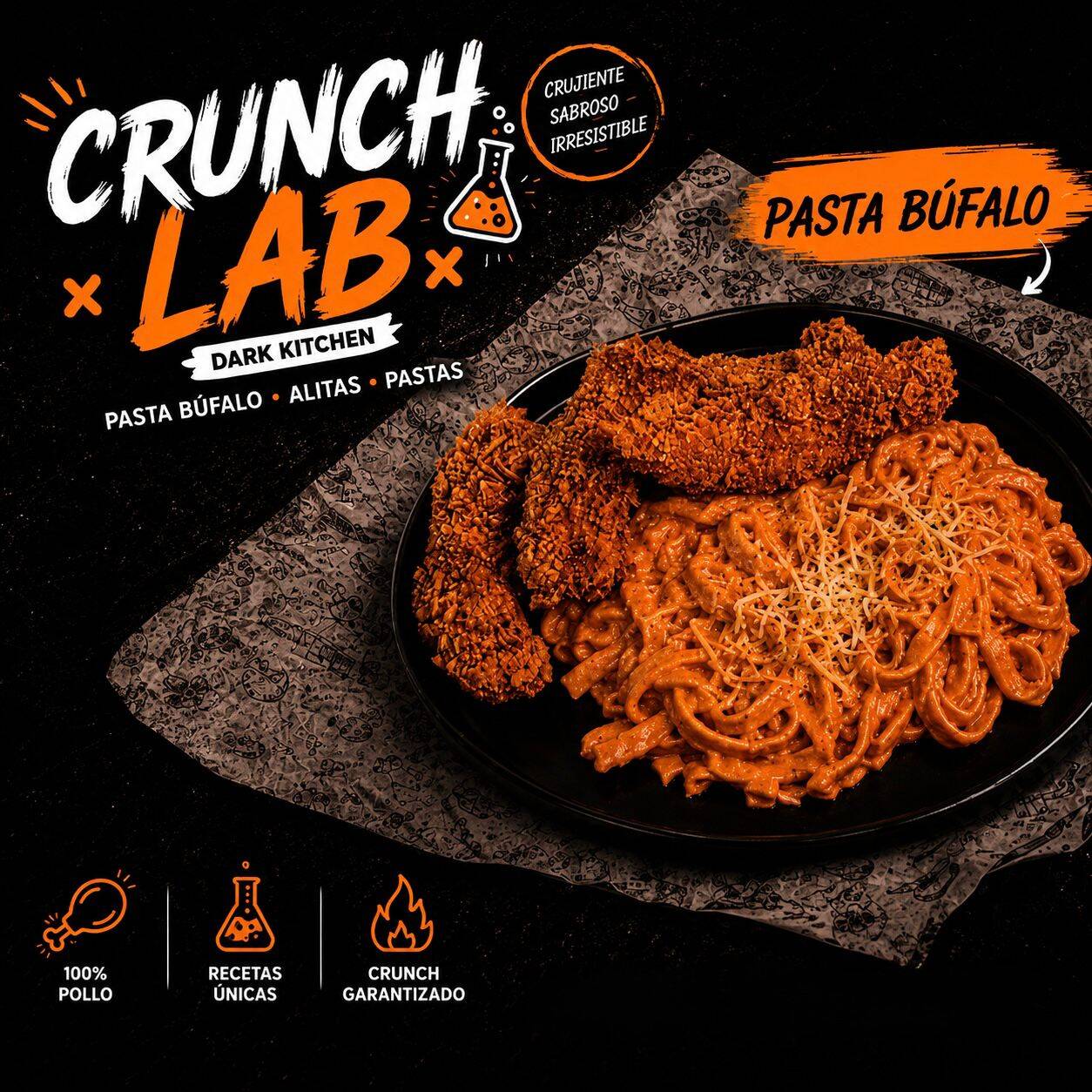 Pasta Búfalo con Tiras Crispy