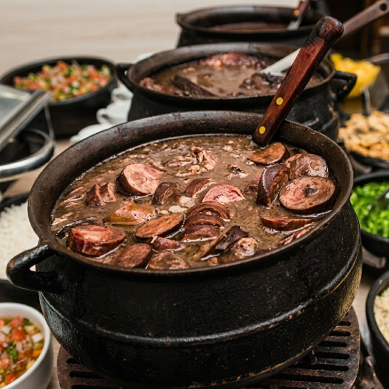 Arroz ,Feijão,torresmo,vinagrete,farofa e couve