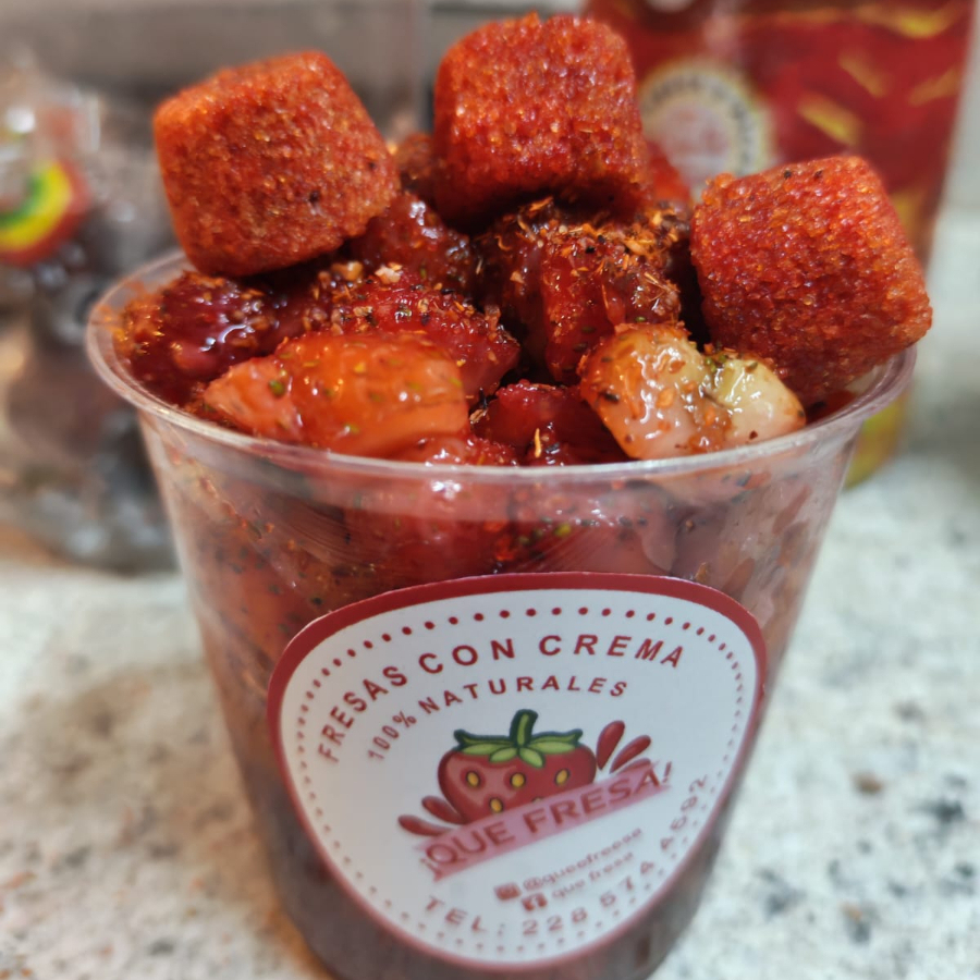 Fresas con chilito (Vaso 12 oz)