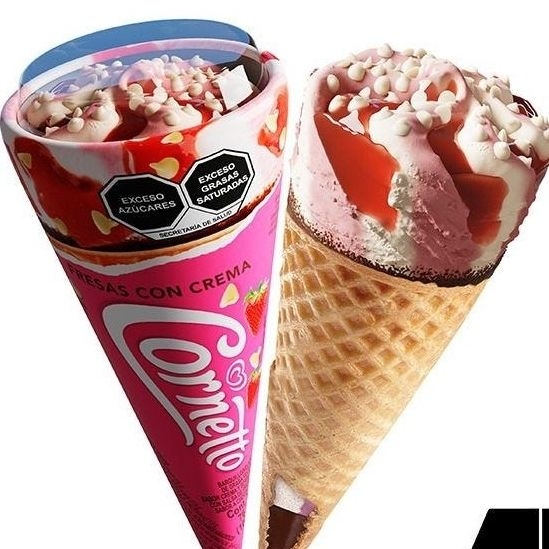 cornetto fresas con crema cono