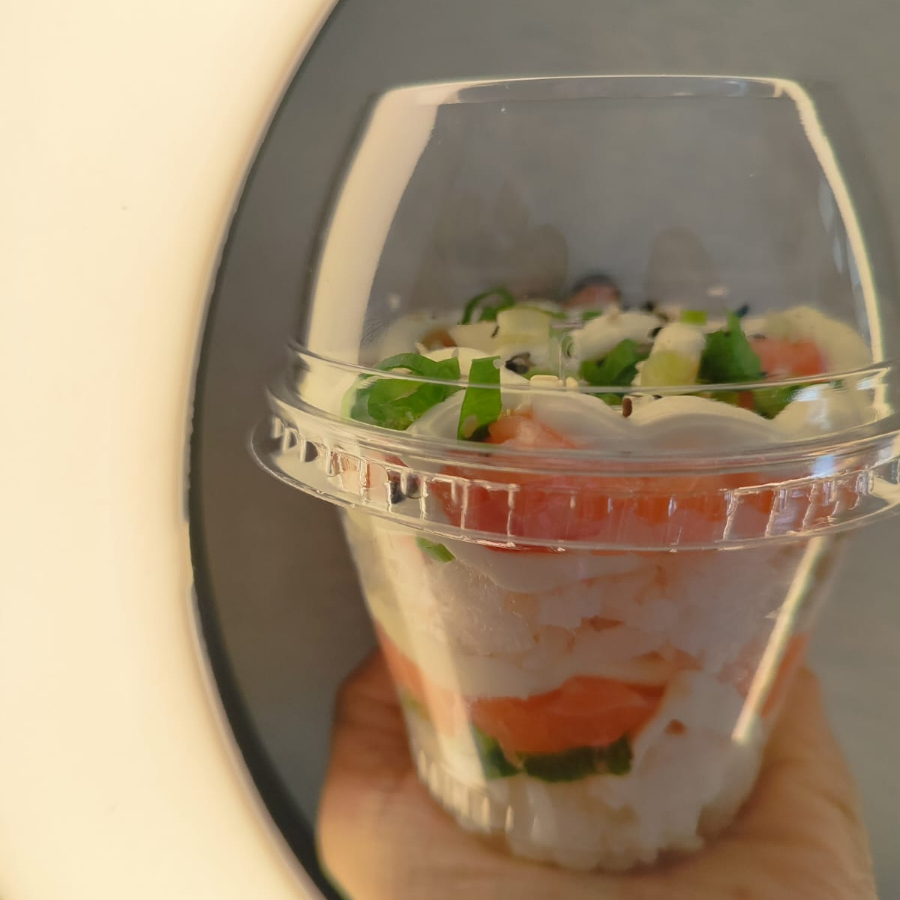 arroz japones, salmao creme chesse e cebolinha