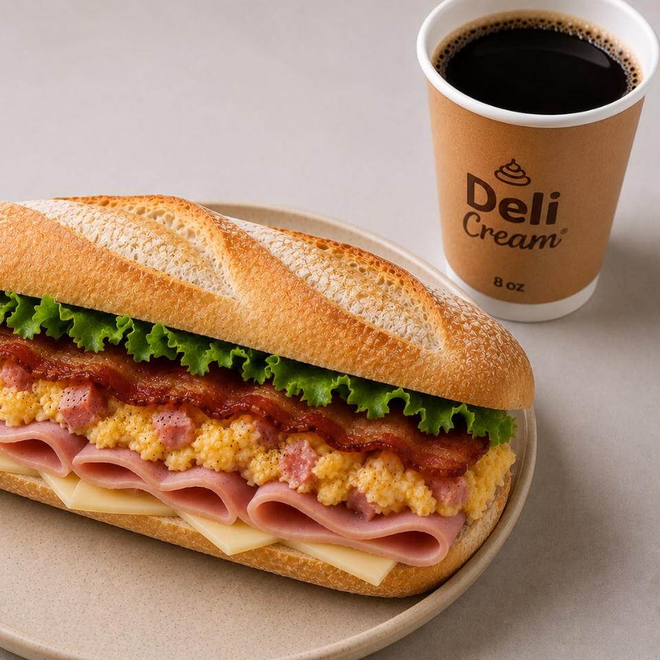 Baguette Huevo Con Jamon Mas Cafe Del Dia