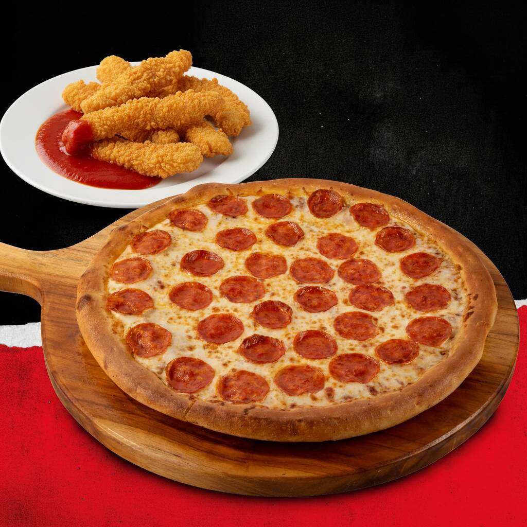 Strips de Pollo + Pizza 14 Pulgadas