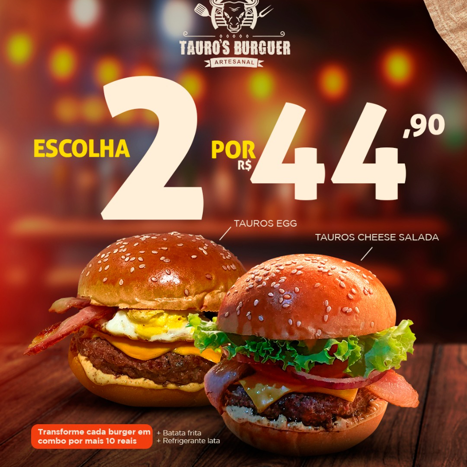 Escolha 2 hambúrguer por apenas R$ 44,90