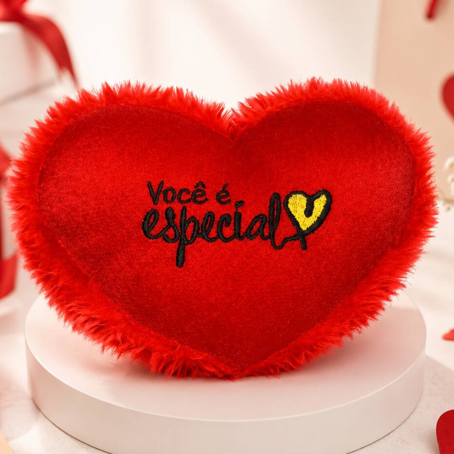 Pelúcia Coração "Você é especial" 21cm x 13cm
- Irá devidamente embalado para presente.