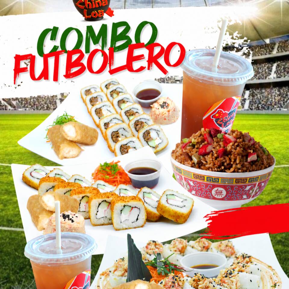 Combo Futbolero 3 Sushis, 3 Rollos, 1 Arroz y 2lts