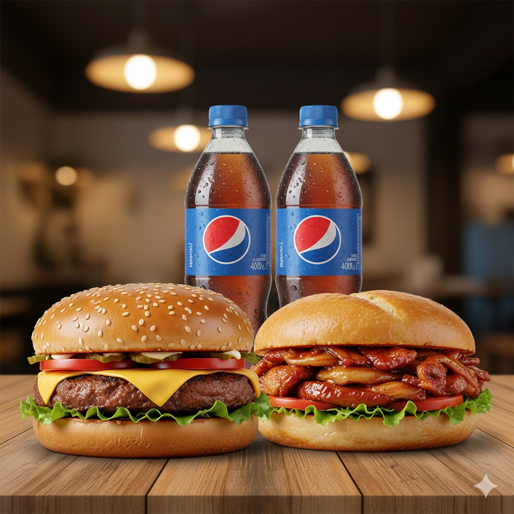 HAMBURGUESA TORTA PIERNA ENVINADA 2 REFRESCOS