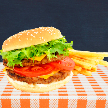 Hamburguesa Doble con Papas