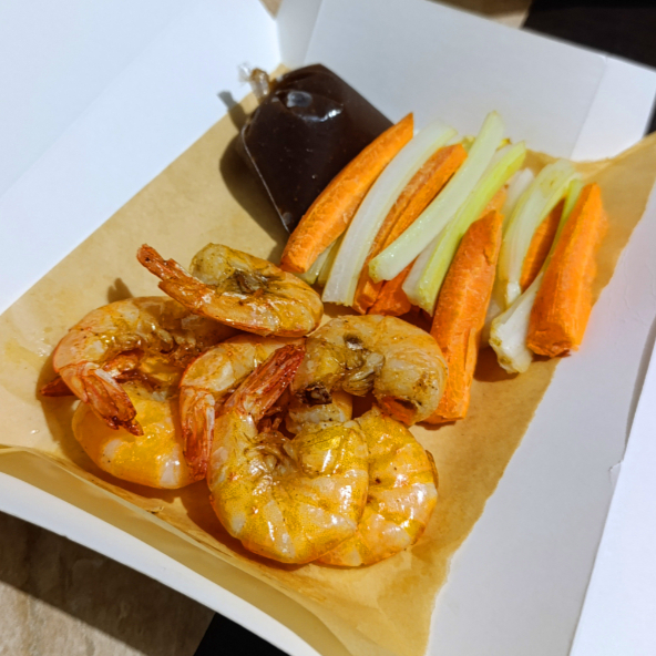 6 Camarones Fritos + BBQ + Complementos