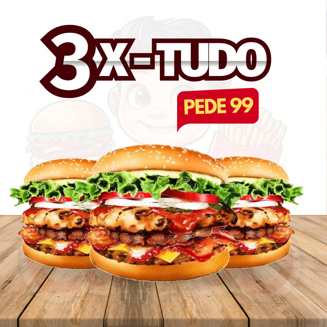 3 deliciosos hambúrgueres com carne de excelente qualidade de 56g, pão artesanal extremamente macio que derrete na boca, queijo derretido, ovo, bacon crocante, calabresa defumada, presunto e salada fresca (alface) e a exclusiva maionese temperada da canedo.