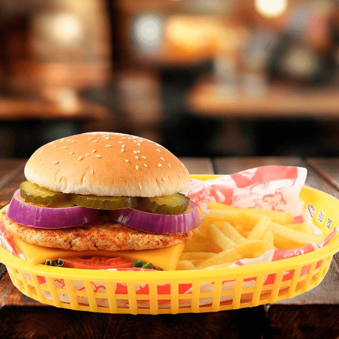 Hamburguesa de Pollo con papas