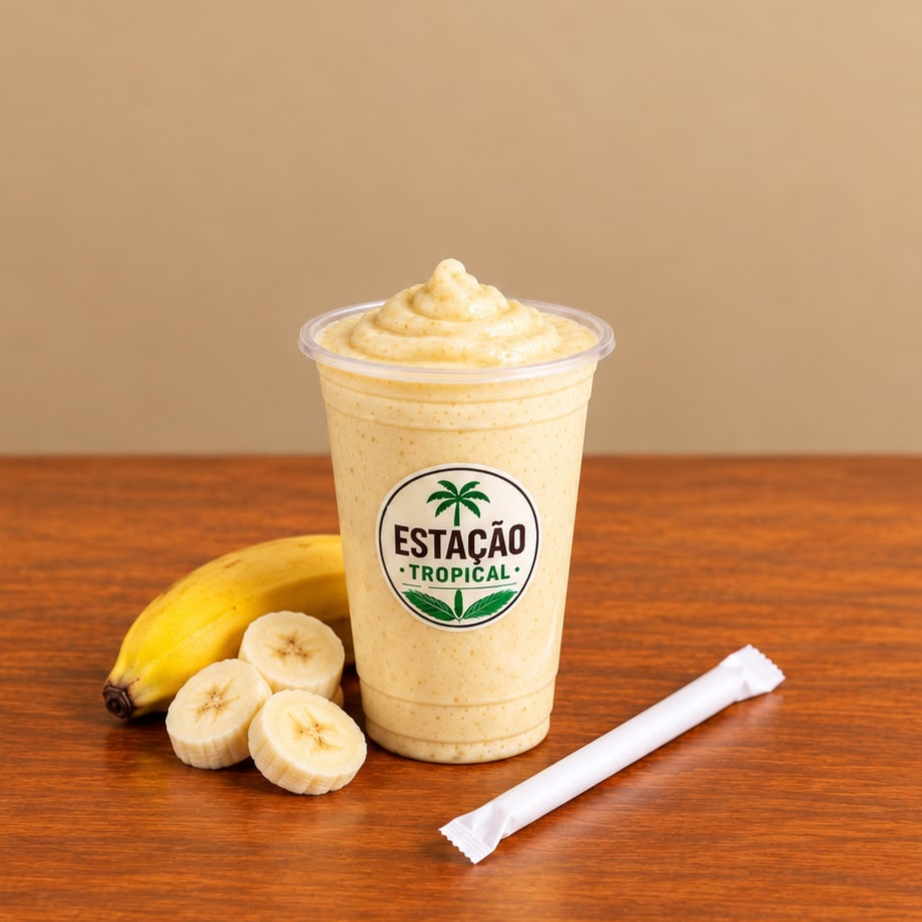 Produto igual da foto. Bananas frescas batidas com leite, leite condensado Itambé e Leite em Pó Itambé.