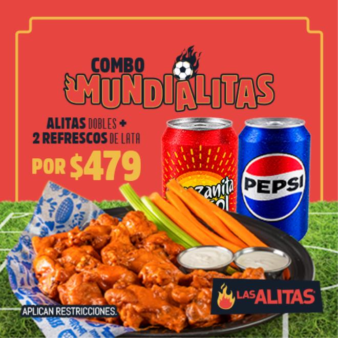 Alitas Dobles + 2 Ref Lata (Combo)