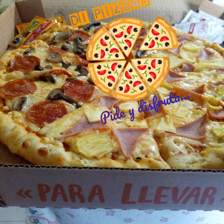 1/2 Hawaiana y 1/2 Pepperoni con Champiñón de 14"