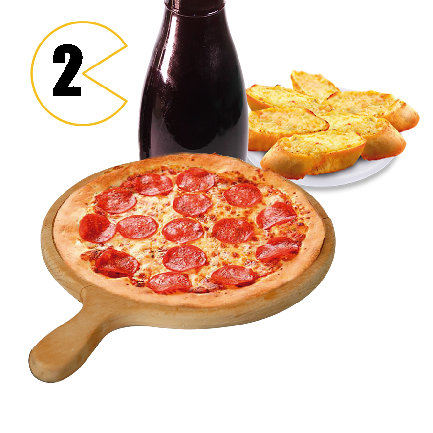 1 PIZZA AMERICANA + PAN AL AJO + PEPSI 1 L