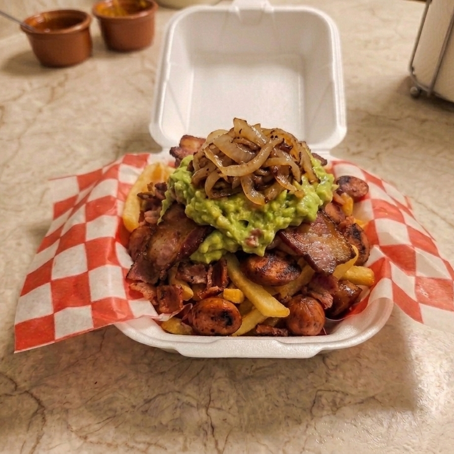 SALCHIPAPAS CON TOCINO