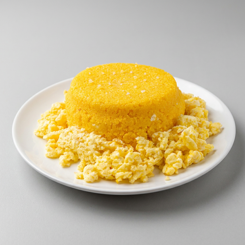 Saboroso cuscuz amarelo, cuidadosamente preparado e harmonizado com um ovo perfeitamente frito na chapa. Esta combinação é o casamento perfeito entre a textura única do cuscuz e a suavidade do ovo. O resultado é um prato deliciosamente equilibrado, que traz toda a tradição da cozinha brasileira com um toque de inovação. Ideal para começar o Dia com energia ou para um jantar leve e nutritivo. Experimente e apaixone-se por este clássico reinventado!