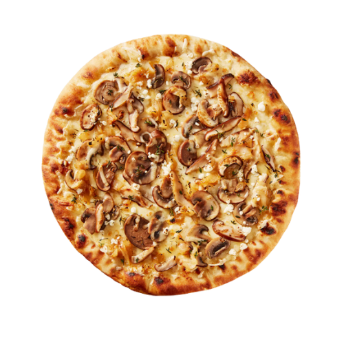 Pizza Mediana *Masa Delgada* 4 Quesos + Champiñone