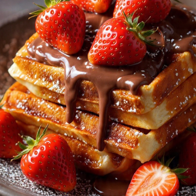 Waffles con Nutella y Fresa (orde de 3 piezas)