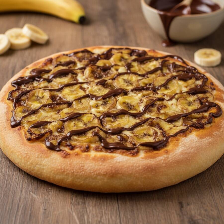 Banana, canela em pó, açucar e chocolate branco