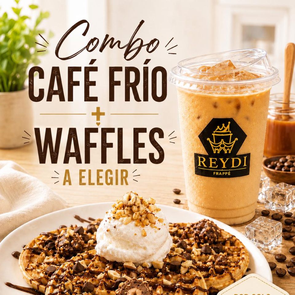 Combo Café Frío + Waffles A Elegir