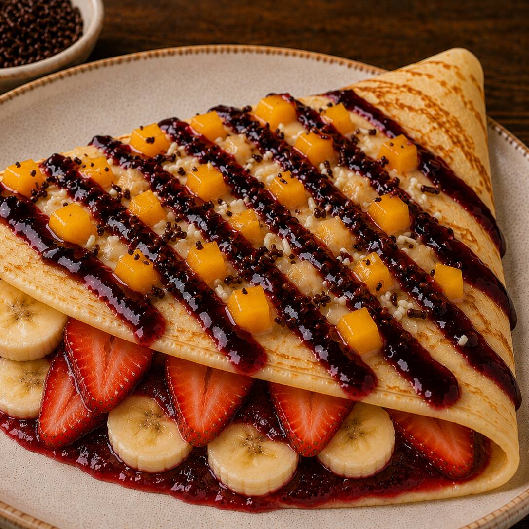 CREPA CON ZARZAMORA Y FRUTAS