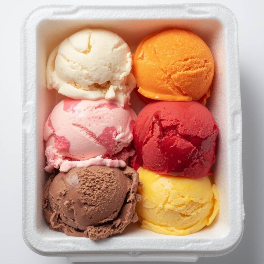 Apreciem a nossa 'Caixa de 3 Sorvetes (6 bolas)', uma oferta sublime para os amantes de gelados. São seis esferas perfeitamente moldadas de sorvete, cuidadosamente acondicionadas numa caixa de isopor para garantir a sua frescura e textura. Acompanhando este conjunto delicioso, temos três casquinhas crocantes de biscoito, que adicionam um contraste textural incrível e um sabor irresistível. Este é o prazer perfeito para se refrescar e satisfazer a sua doçura durante os dias mais quentes. Aproveite!