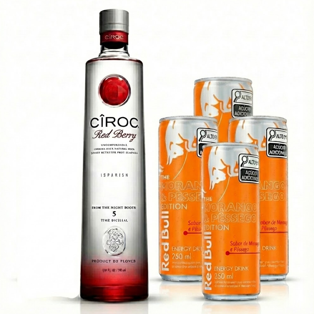 Vodka Ciroc Red Berry Completo – Com 4 Red Bulls e 4 Gelos Descrição: Combo para chegar gelando na sua casa. 1x Vodka Ciroc Red Berry 750ML (Original) 4x Red Bull (Escolha os sabores nos complementos) 4x Gelo de Sabor (Escolha os sabores nos complementos) Selecione as opções abaixo e finalize seu pedido!