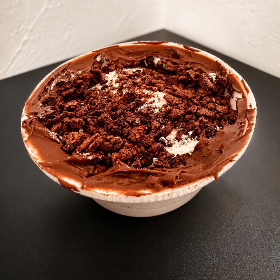 Delicioso açai cremoso com recheio de leite condensado,leite em pó,creme de avelã e Ovomaltine. (não trocamos os adicionais,apenas retiramos).Vai no isopor !