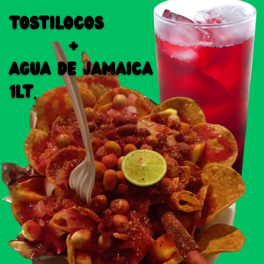 COMBO 1  ( TOSTILOCO VERDE + AGUA DE JAMAICA 1L)