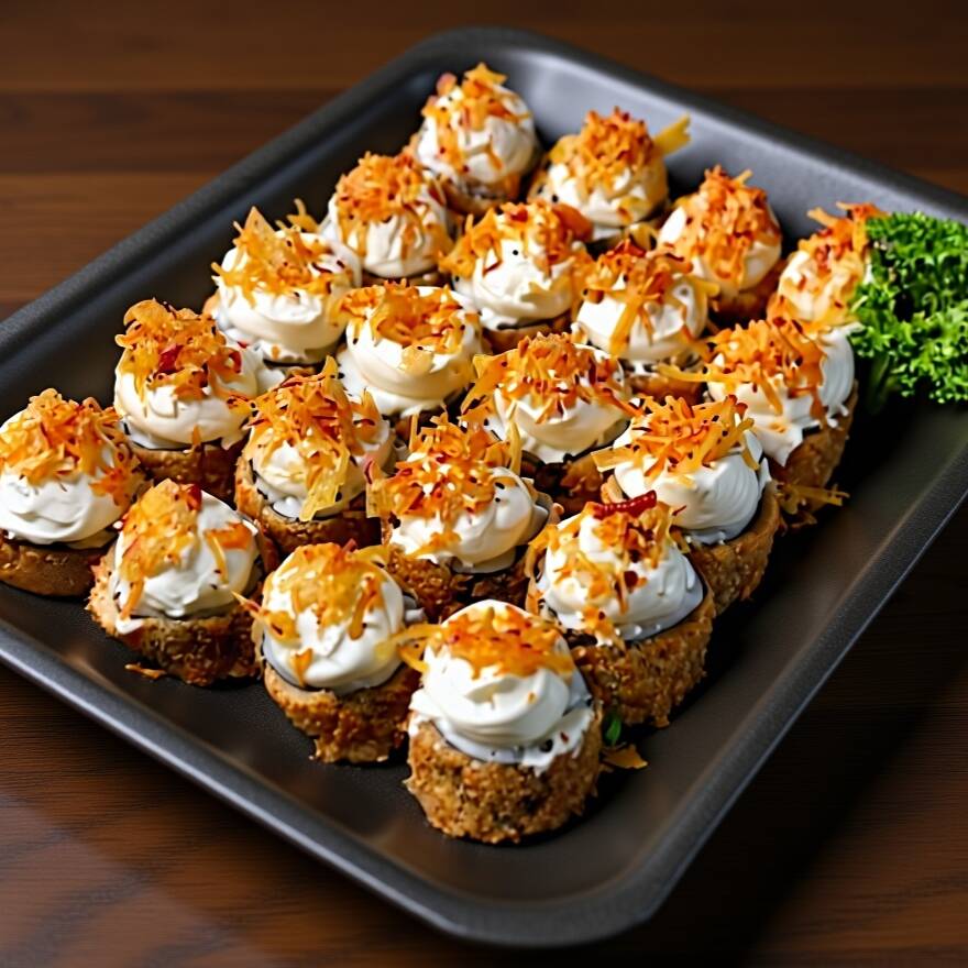 Hot Skin Filadéfia empanado na farinha panko super crocante, coberto de cream cheese e alho poró.