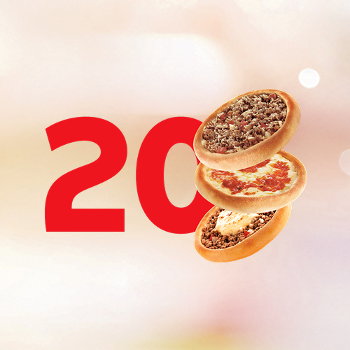 20 Esfihas Especialmente deliciosas. Uma oferta imperdível para você se deliciar. Vem pro Habib's e aproveite!