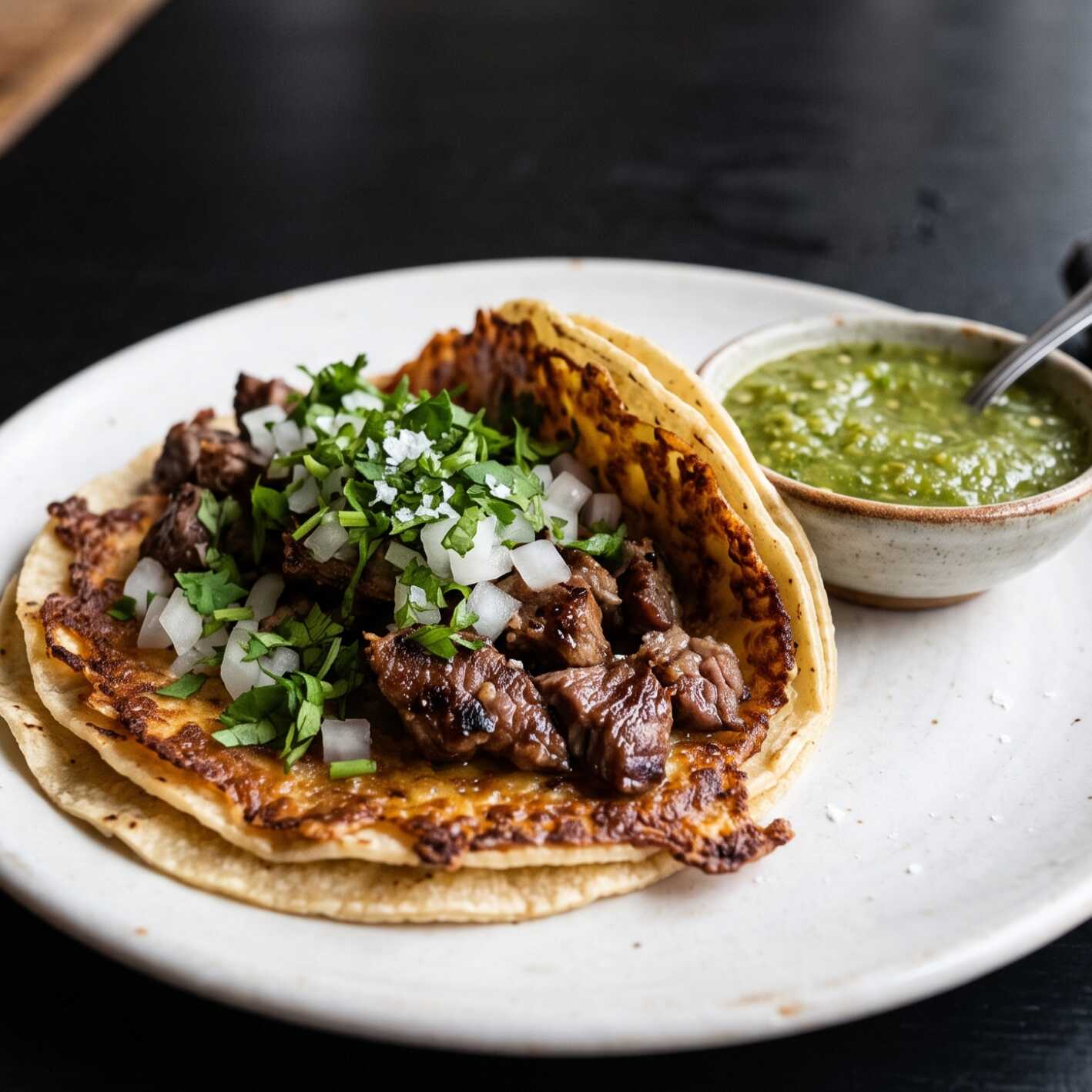 Taco con Costra de Queso