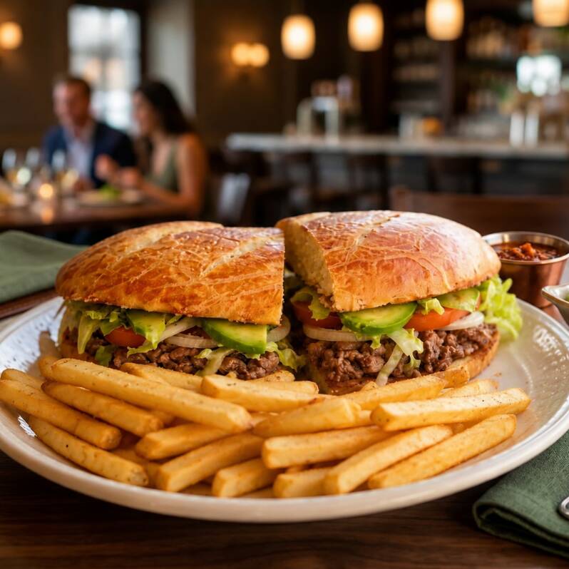 Torta Carne Asada & Papas a La Francesa