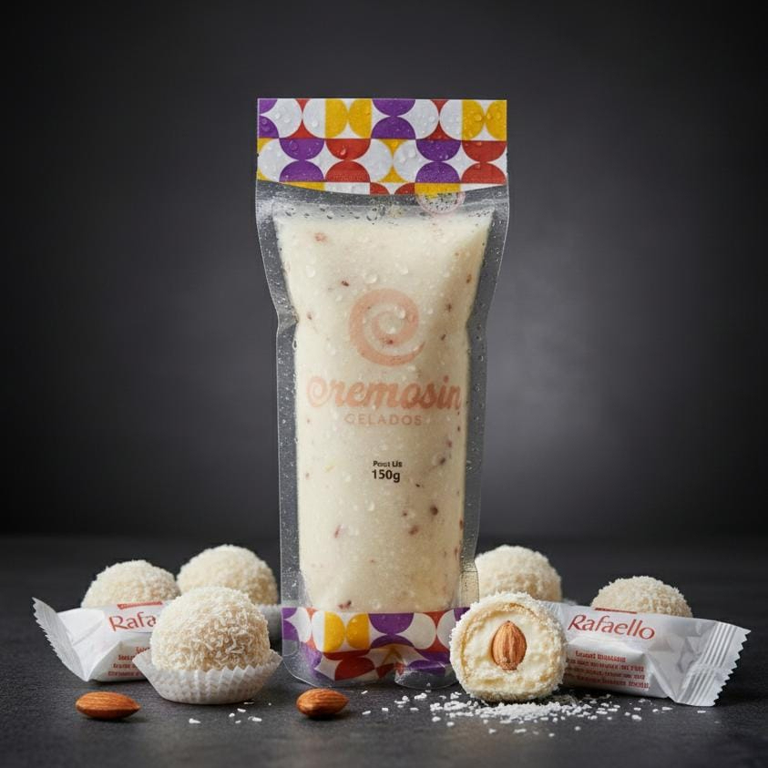 Quer sentir o sabor do luxo em cada mordida? 🤍✨ Nosso sacolé gourmet sabor Raffaello é simplesmente irresistível: cremosidade intensa, coco delicado e aquele toque sofisticado que derrete na boca a cada gole 😋🥥 É a combinação perfeita entre refrescância e indulgência — como transformar um doce premium em uma explosão gelada de prazer! ⚠️ Aviso: impossível pedir só um… você vai querer repetir! 🍧🔥