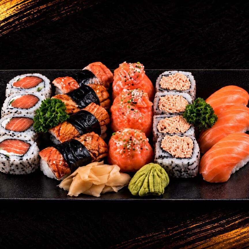 Serve 1 pessoa: 3 Gunkan Filadélfia, 3 Niguiri Salmão, 4 Niguiri Skin, 4 Uramaki Filadélfia e 4 Uramaki Salmão Grelhado. Não acompanha hashi, shoyu, porta shoyu, teriyaki, gengibre ou pepino.