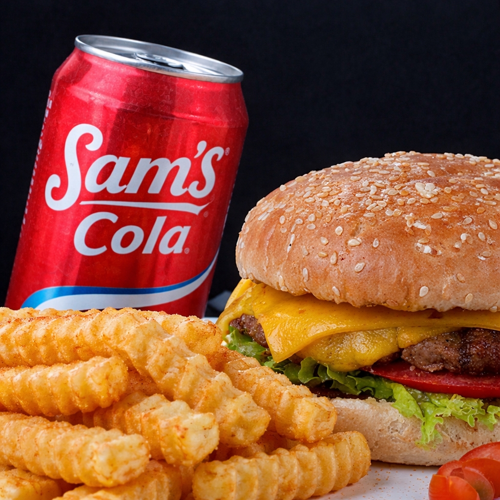 Hamburguesa con Papas y Refresco