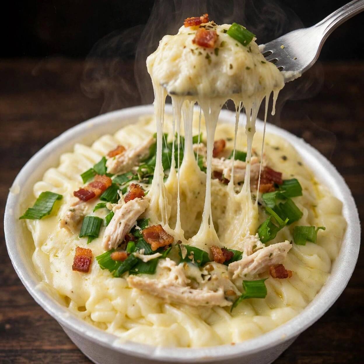 Batata cozida perfeitamente, finalizada com frango desfiado com muito muito muitoooo queijo mussarela, requeijão cremoso Catupiry e bacon em cubos. 500ml