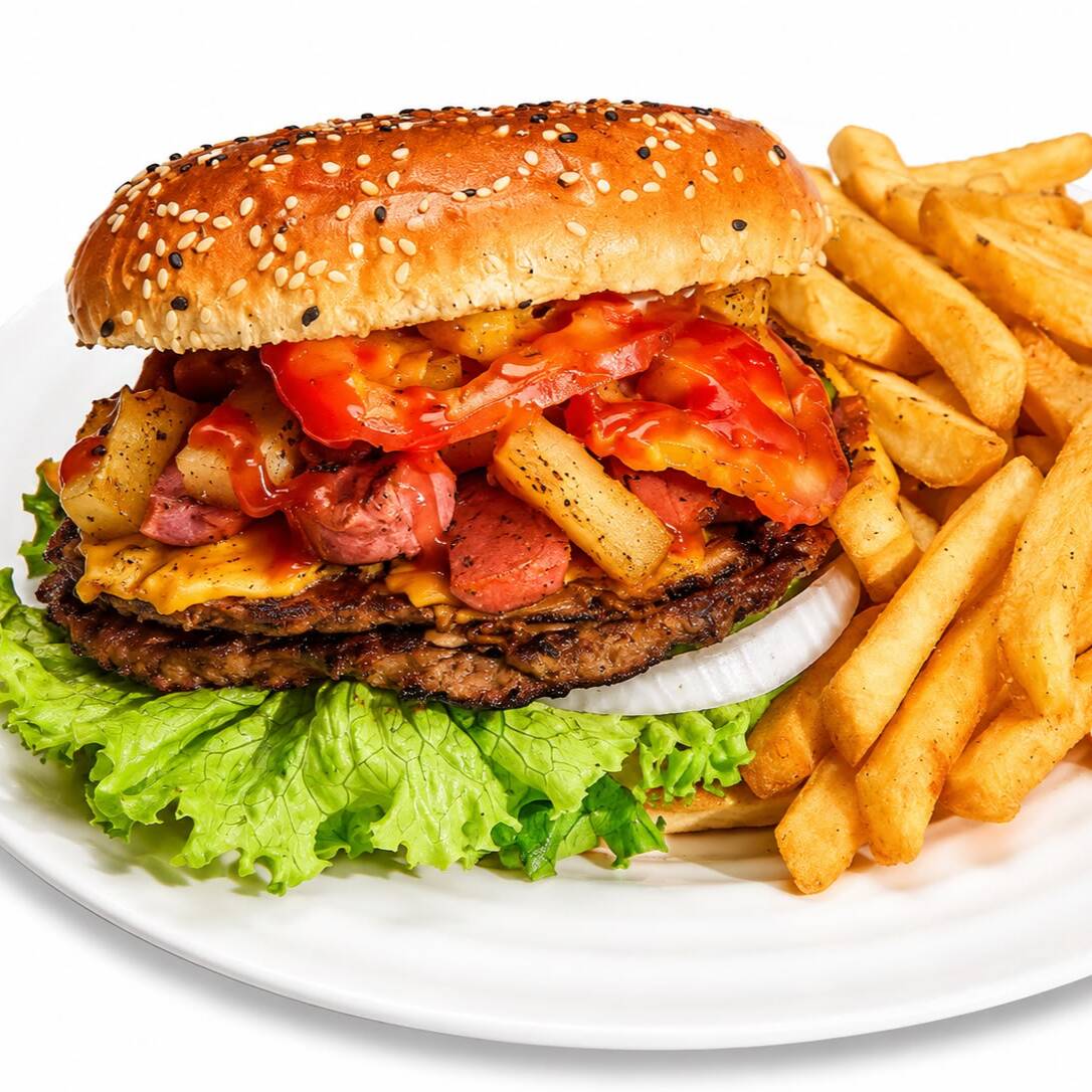 HAMBURGUESA GOLOSA CON PAPAS