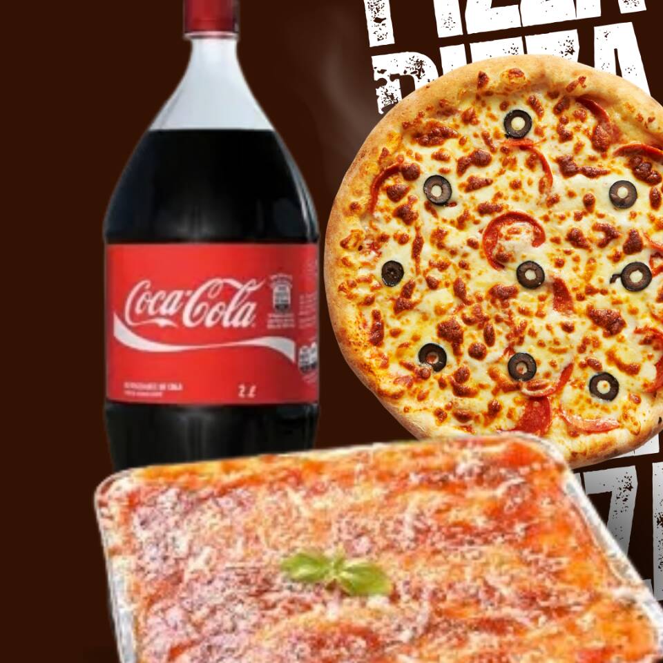 Pizza Tradicional + Lasanha + Refri Coca-Cola 2L