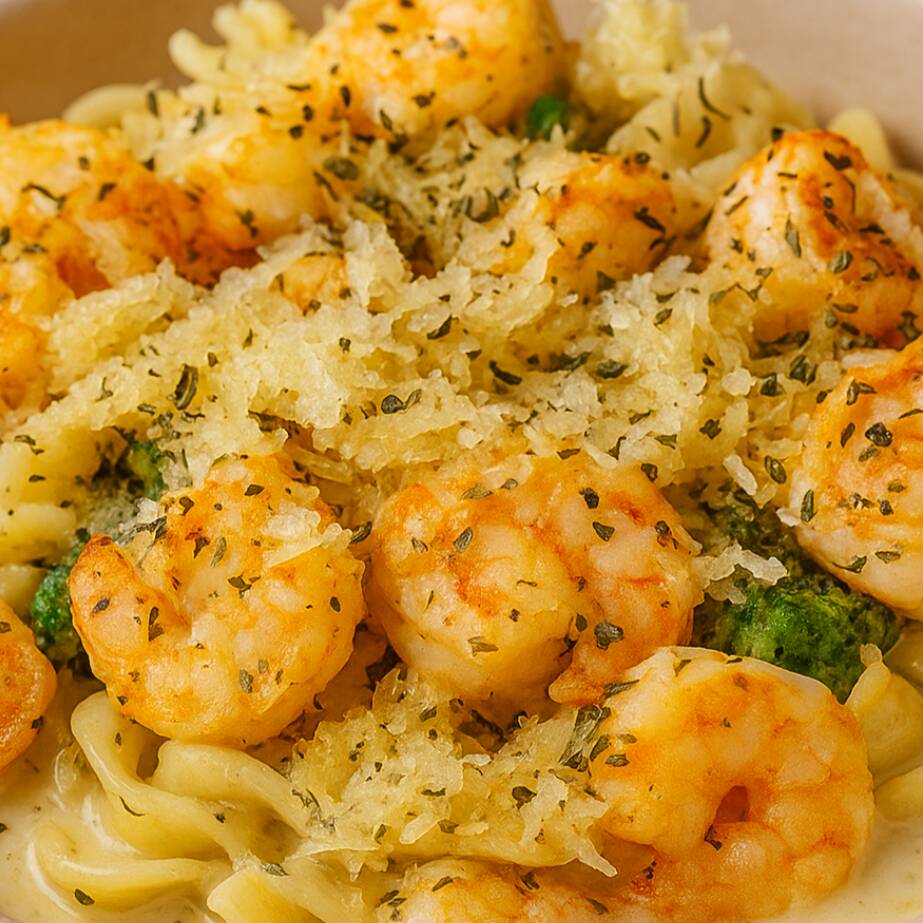 Esta receita é sucesso! Porção Pequena/Individual: 150g do seu Macarrão favorito + 1 Concha de Molho Branco + Camarão 60g, brócolis e generosa porção de muçarela abraçando o nosso queridinho molho branco deixando sua massa super cremosa. Ainda tem mais! Finalize com até 2 ingredientes