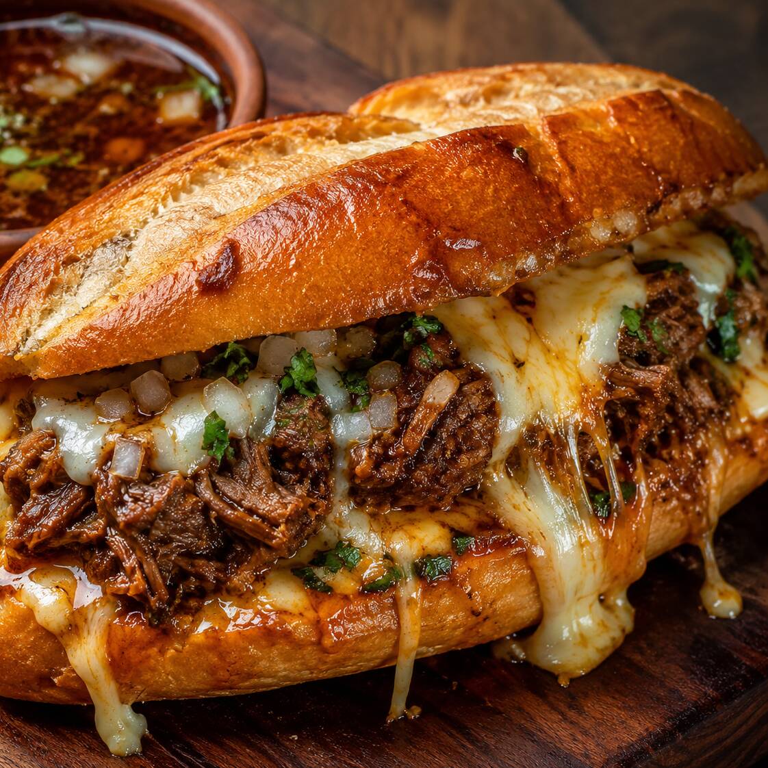 Torta de Birria con Queso
