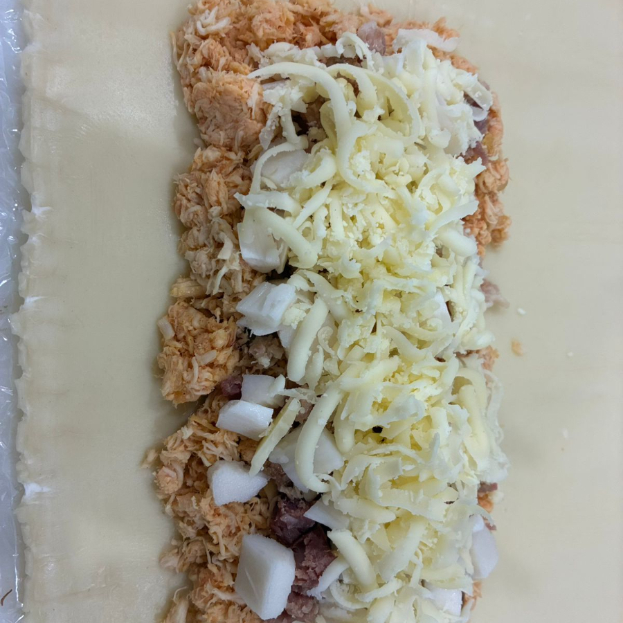 Frango, queijo,bacon e palmito