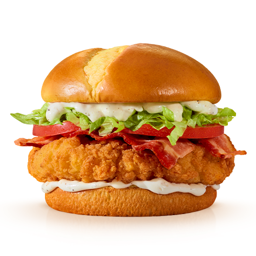 Composto por pão tipo brioche com batata, o novo molho Ranch (um delicioso molho emulsionado à base de especiarias e creme de leite), bacon em fatias, alface americana, tomate e carne 100% de peito de frango, temperada e empanada.