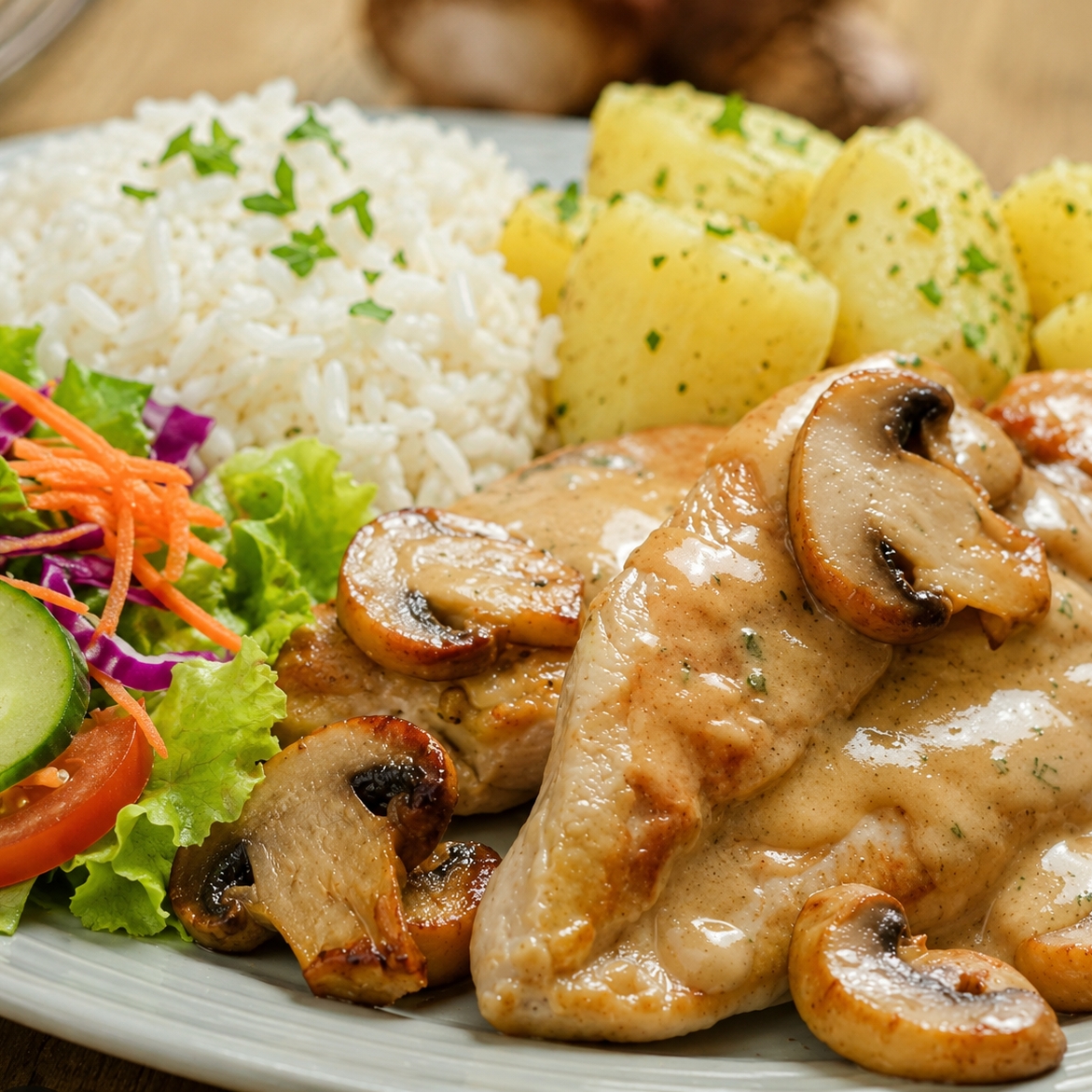 POLLO EN SALSA DE CHAMPIÑONES