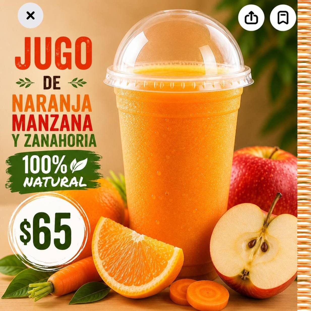 Jugo de Naranja con Manzana y Zanahoria
