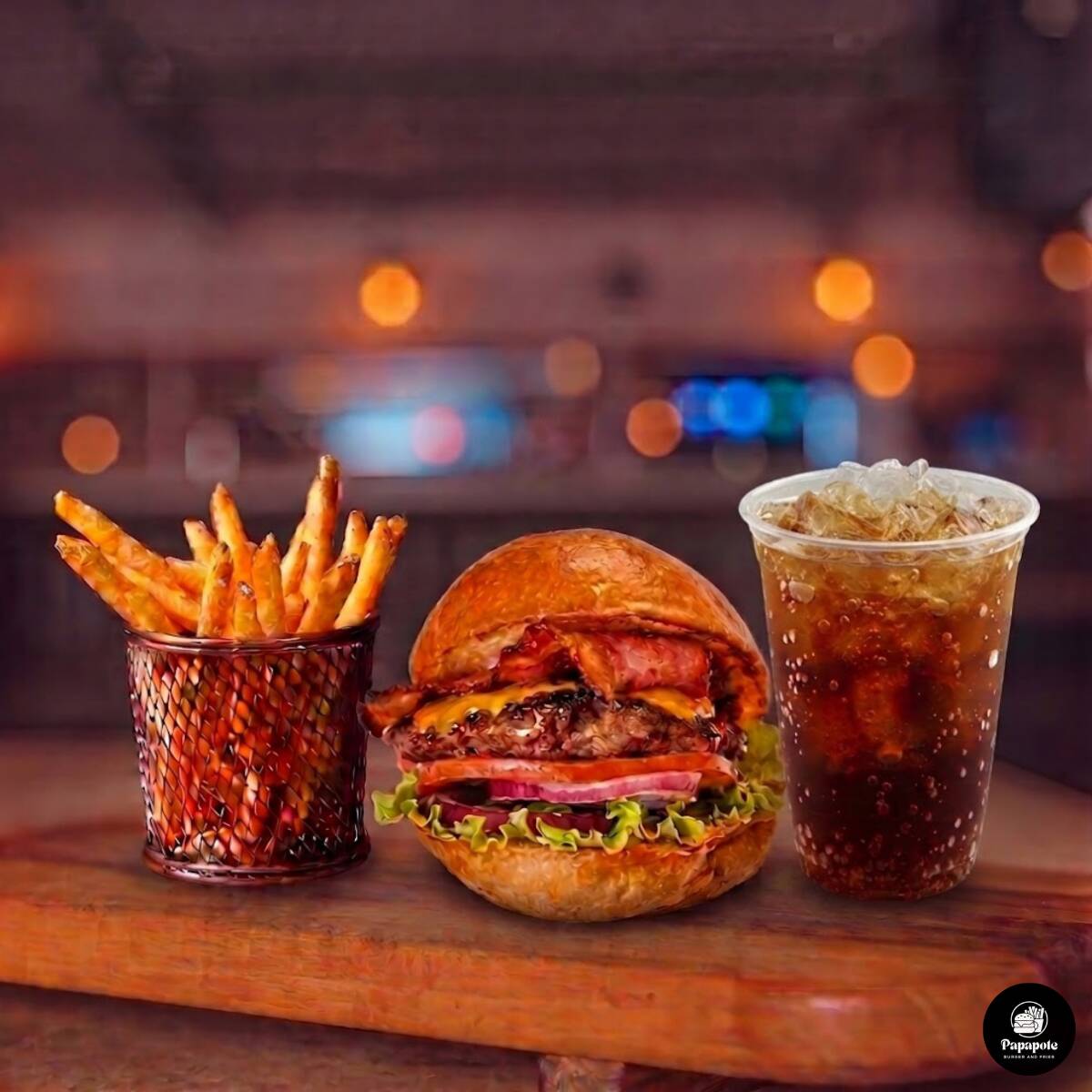 1 Hamburguesa de Res + Papas + Mr. tea🔥