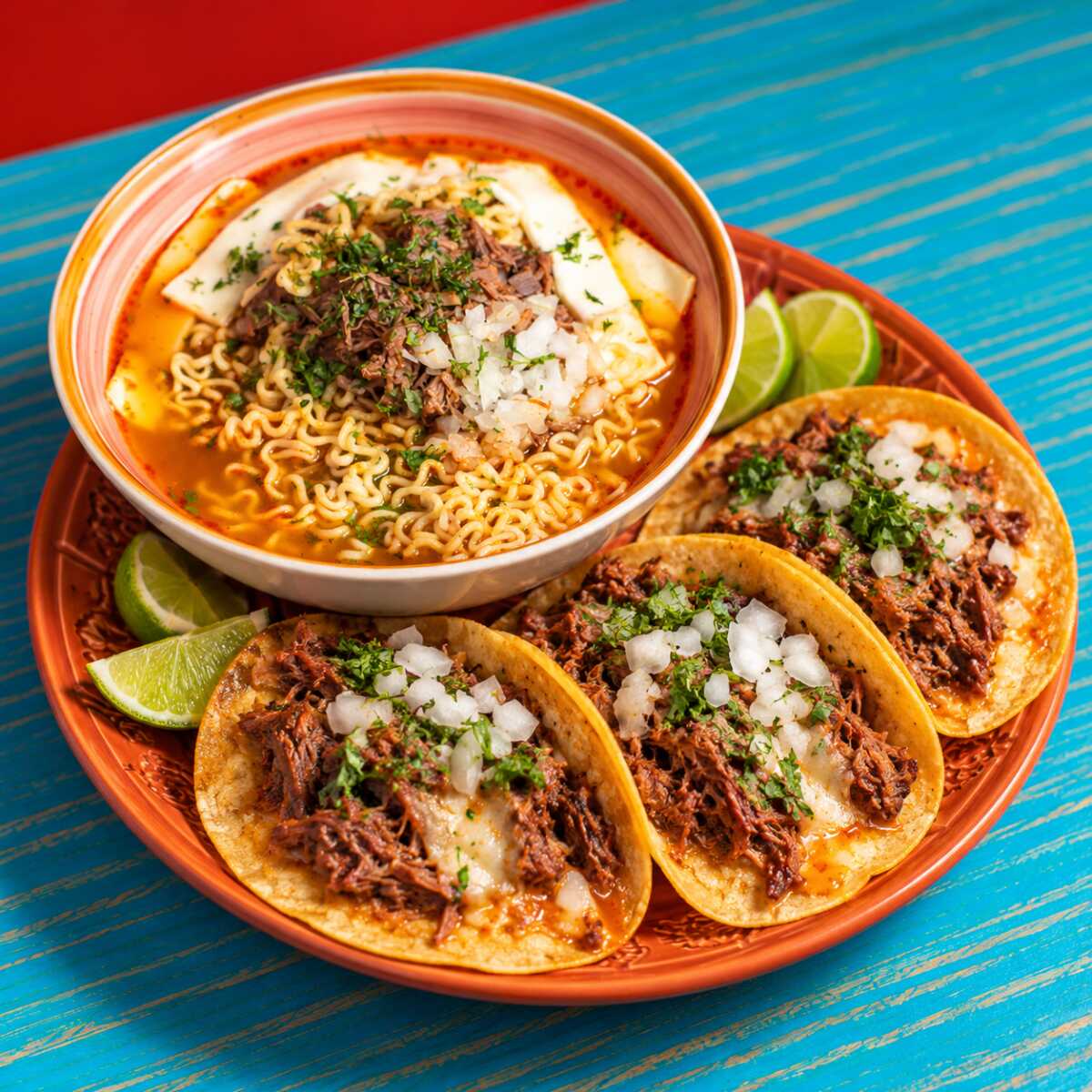 Combo 3 tacos más birriamen.