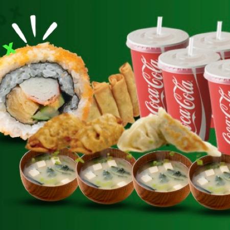 40 Piezas + 4 Sopa Miso + Entrada + Gaseosas