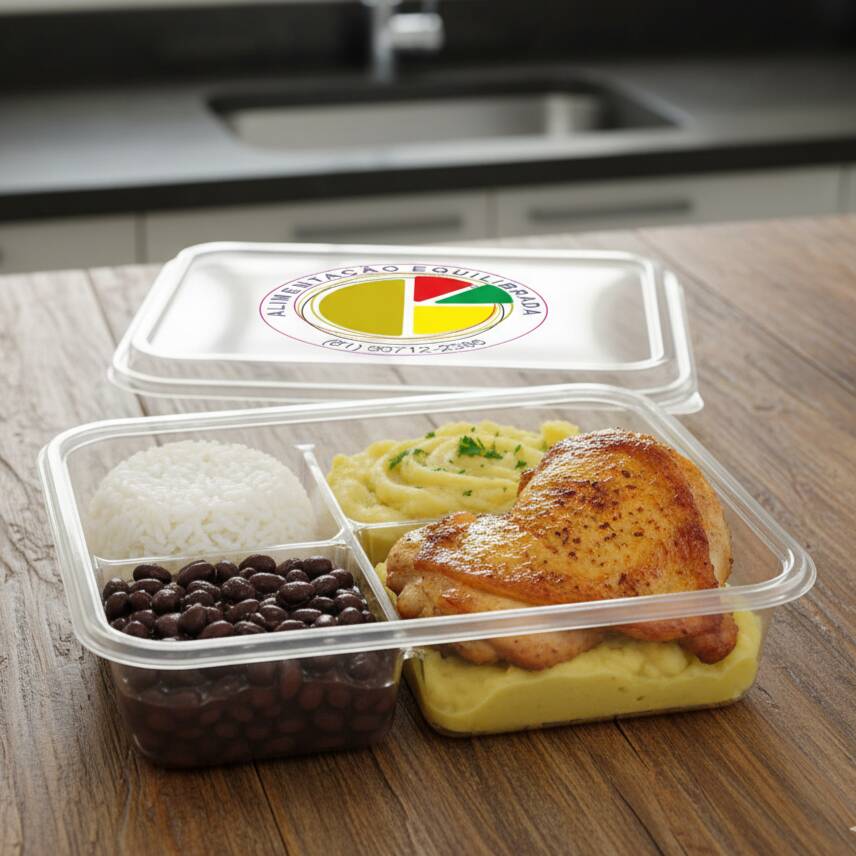 Marmita Delíciosa e Básica com 370g. Arroz, Mix de Legumes, Feijão e a Proteína